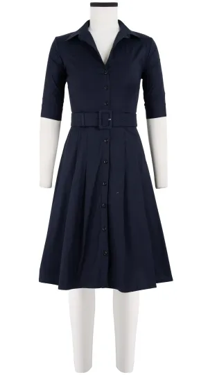 Patricia Dress Shirt Collar 1/2 Sleeve Cotton Stretch_Solid_Navi