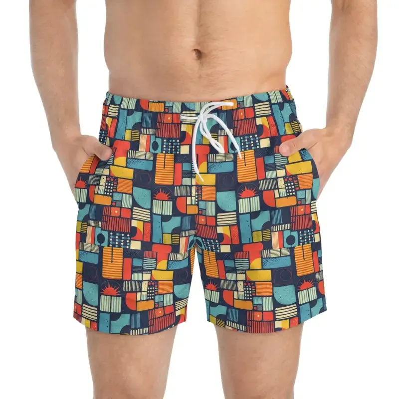 Patterned Men's Swim Trunks