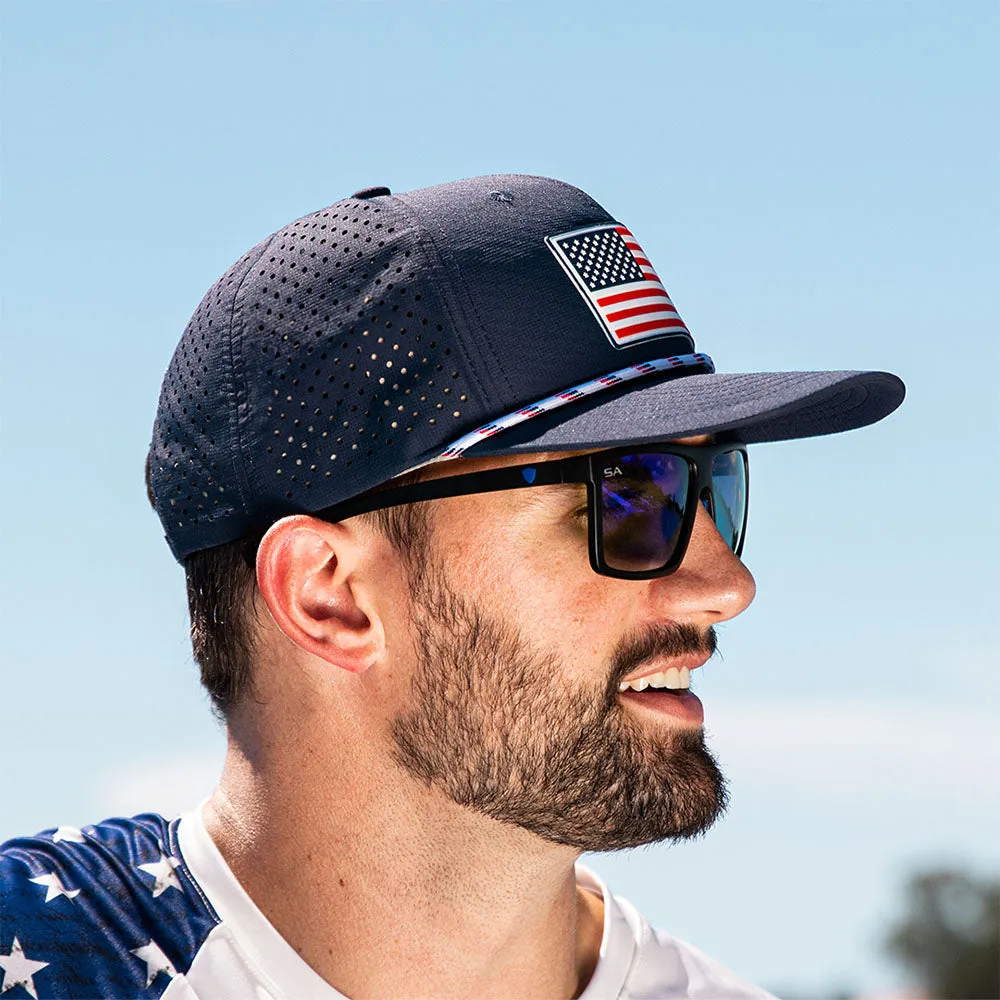 Performance Snapback | American Flag | Navy