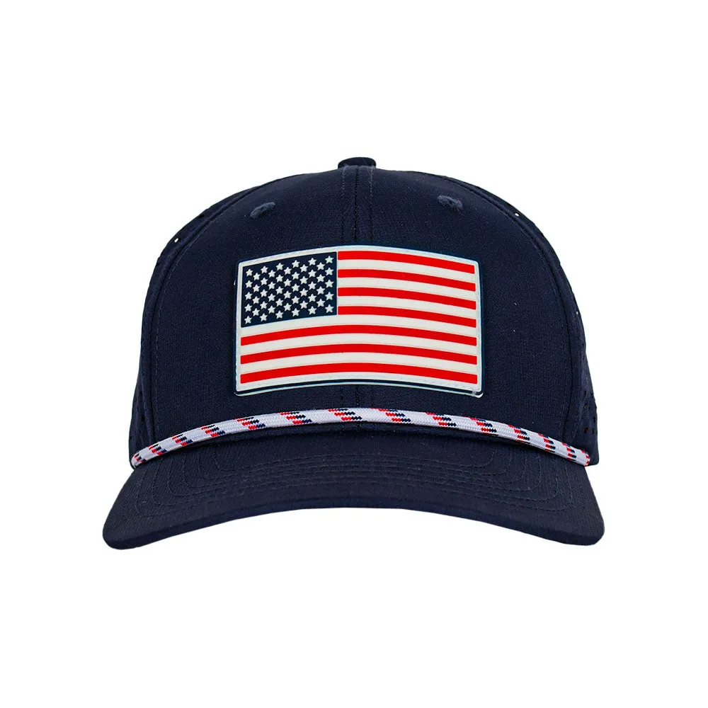Performance Snapback | American Flag | Navy