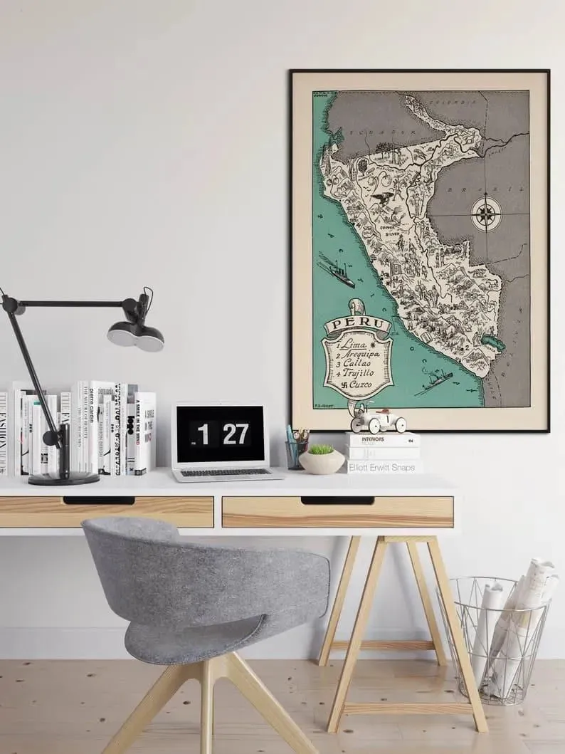 Peru Map Poster Print| Vintage Map Wall Art