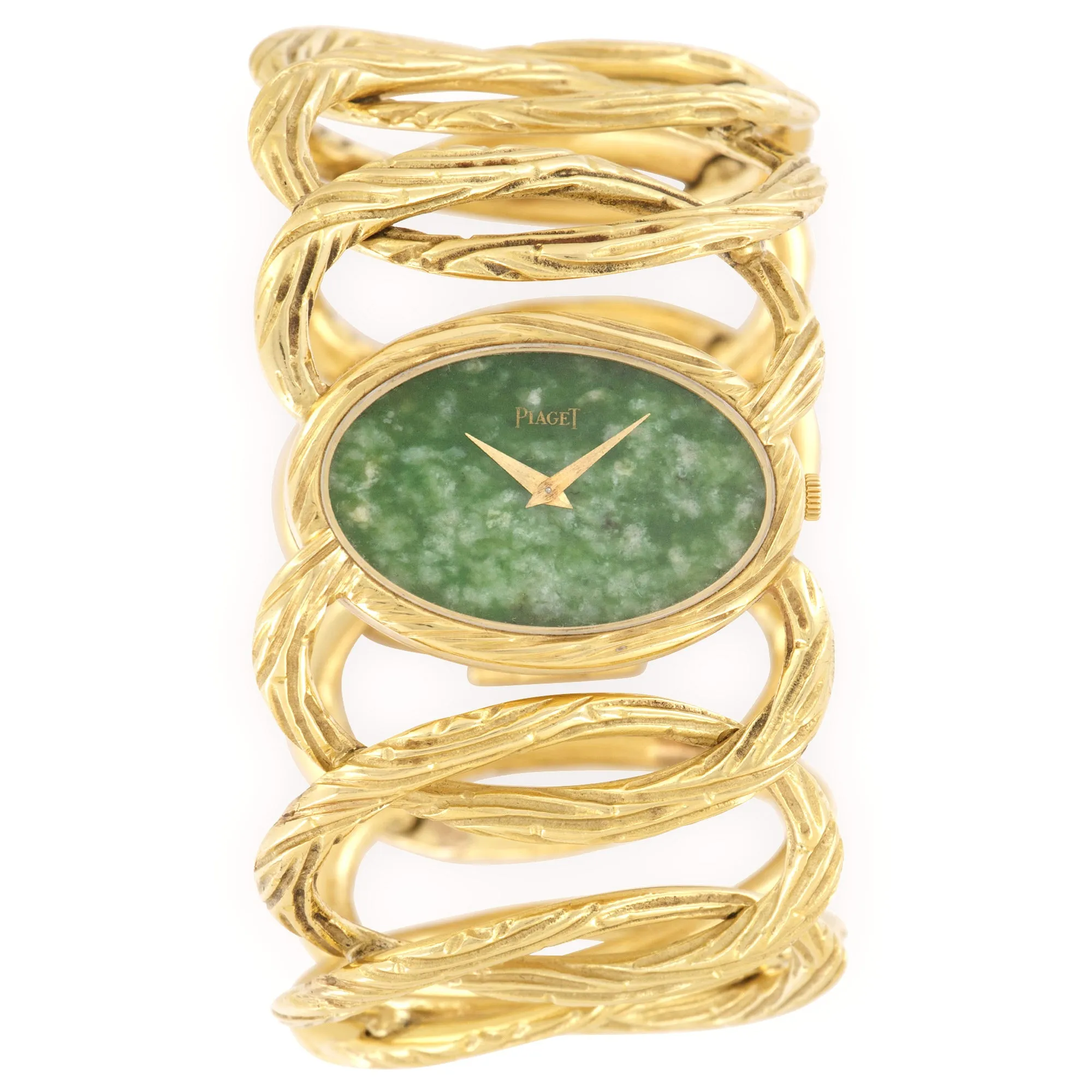 Piaget Yellow Gold Bamboo Jade Watch, 1970s