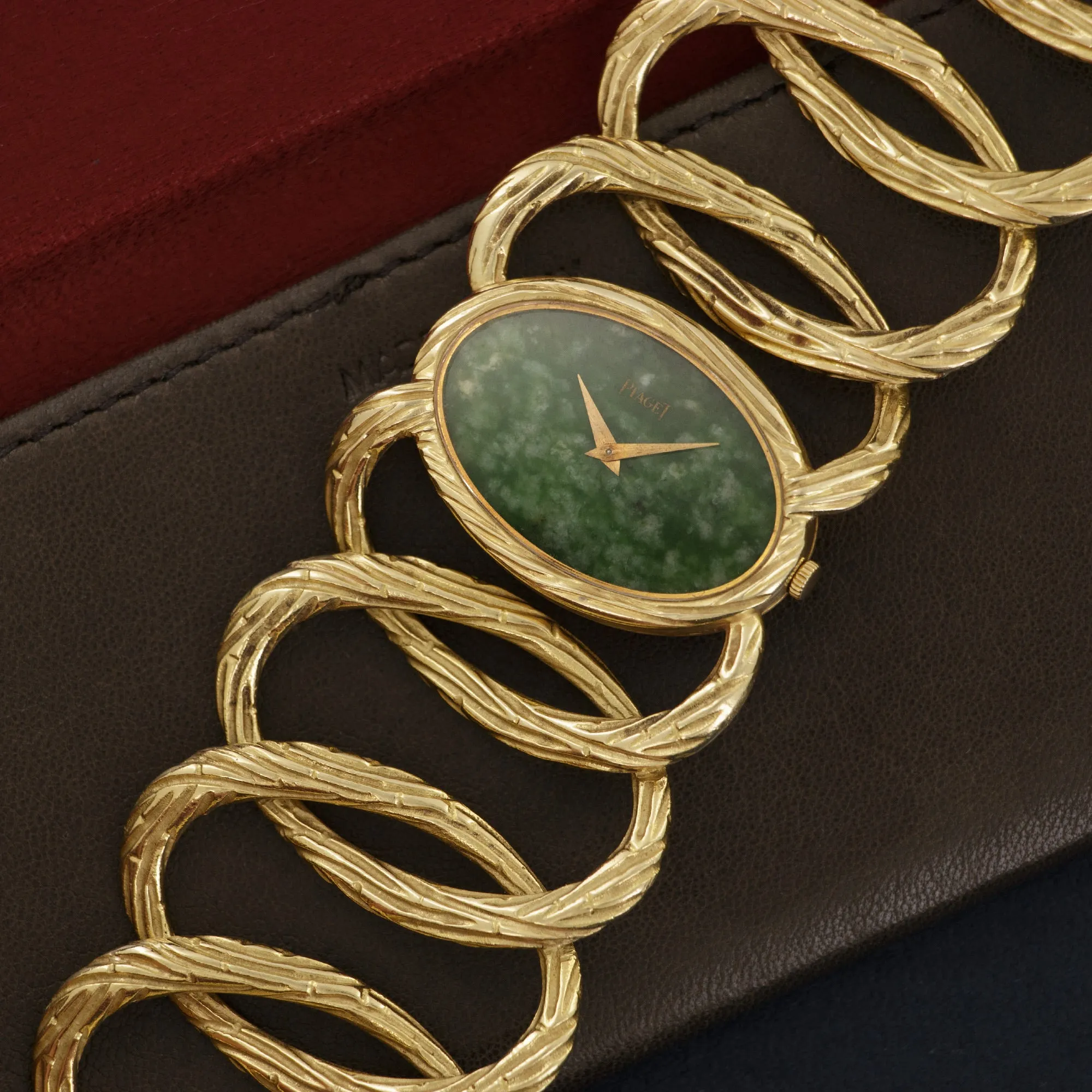 Piaget Yellow Gold Bamboo Jade Watch, 1970s