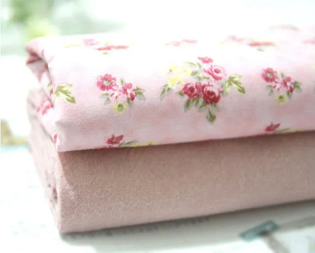 Pink Flowers Cotton Fabric - Flowers or Solid - By the Yard 74178 /73326