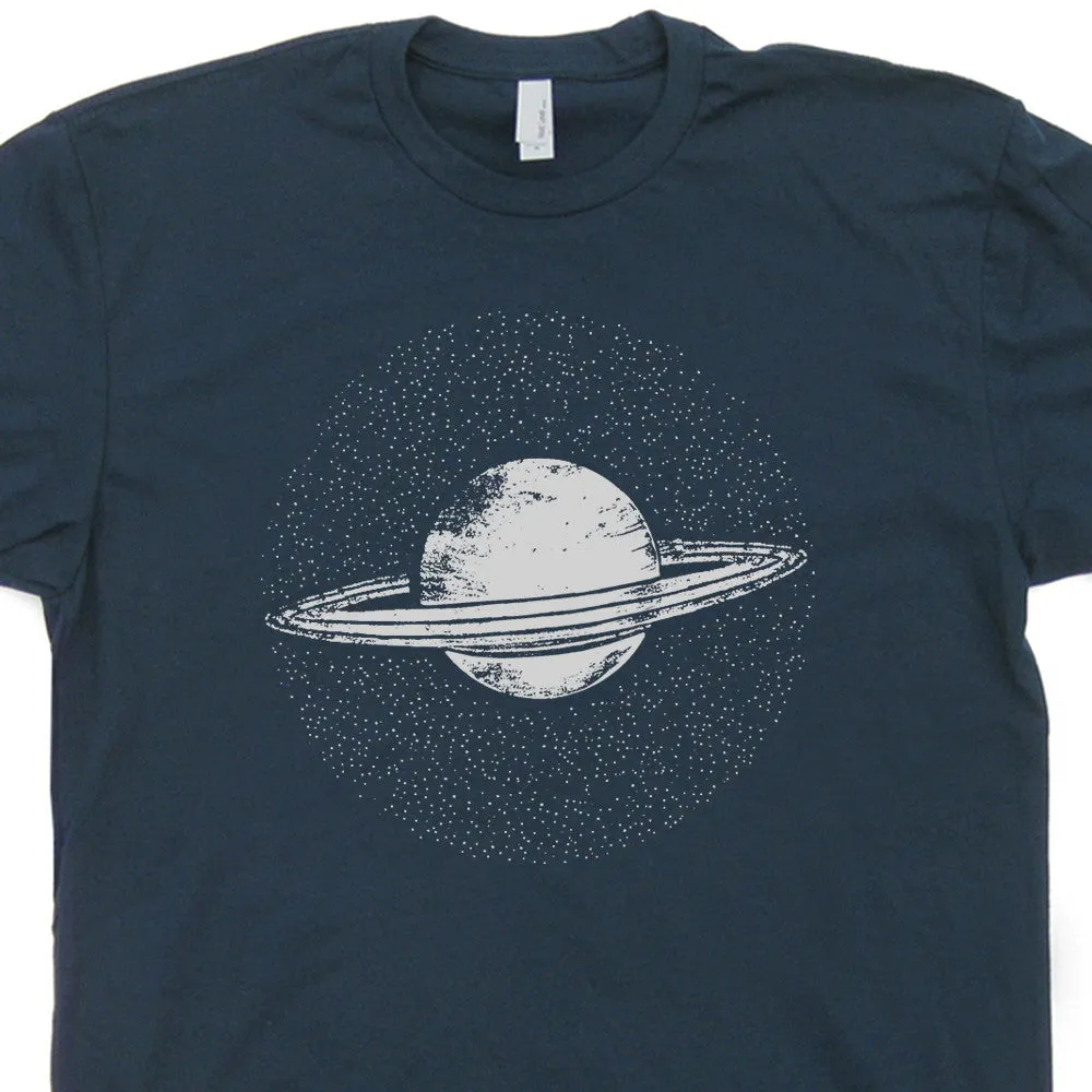 Planet Saturn T Shirt Solar System Shirt Geek T Shirts Science Fiction Vintage Nasa Shirt
