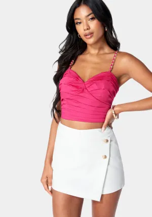Pleated Chain Strap Bustier Top