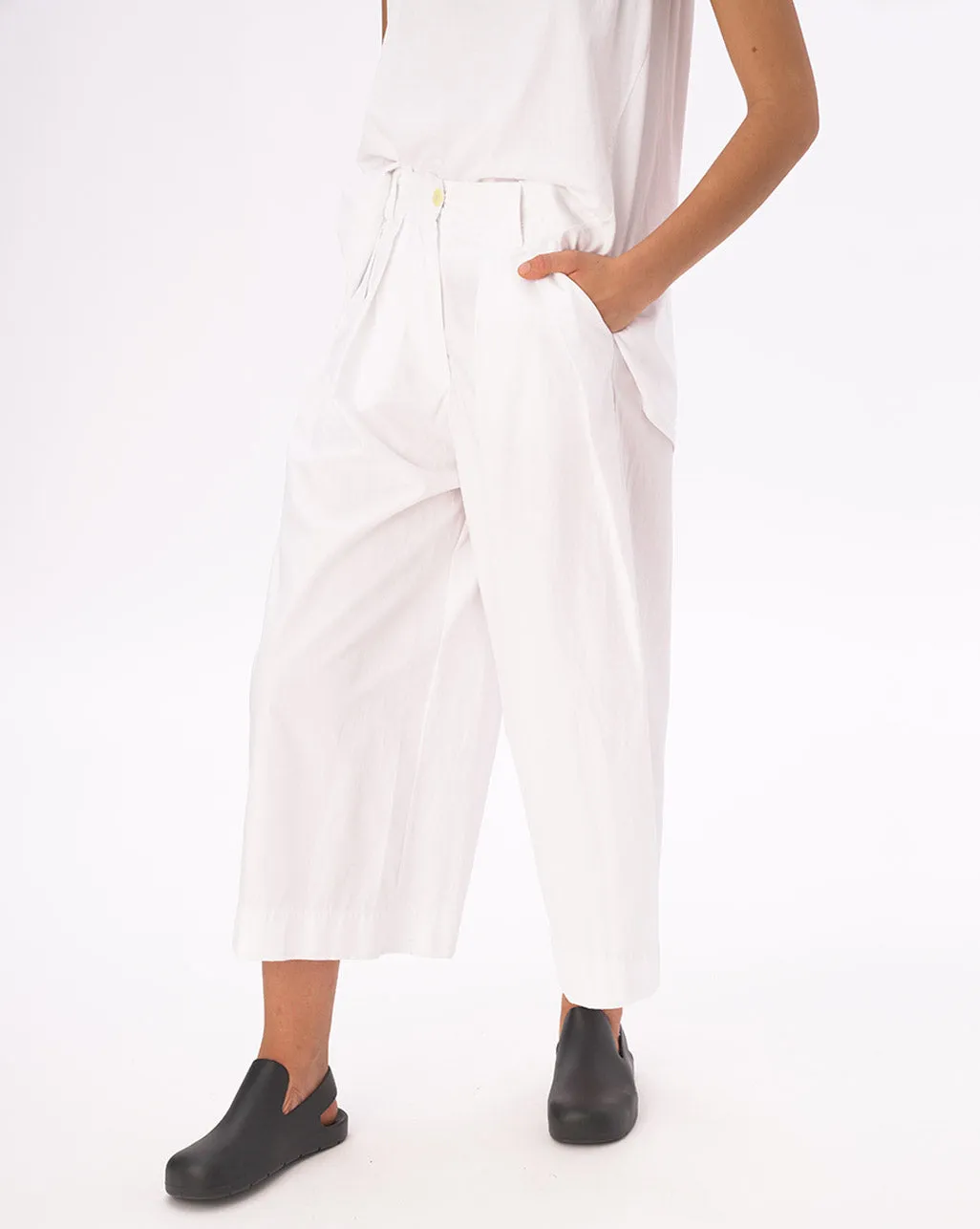 Pleated Cotton Palazzo Pants