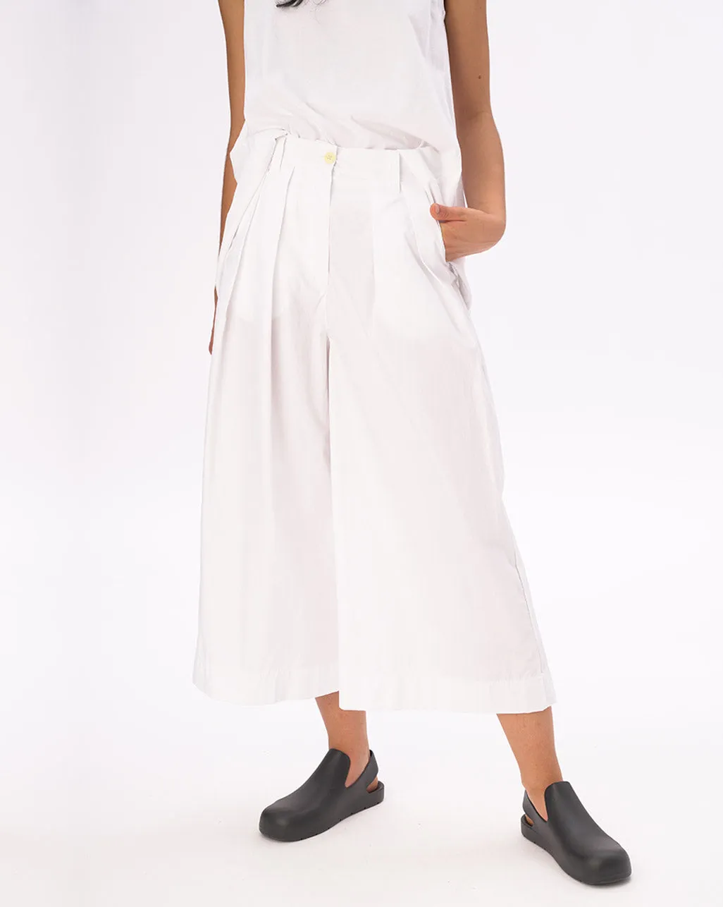 Pleated Cotton Palazzo Pants