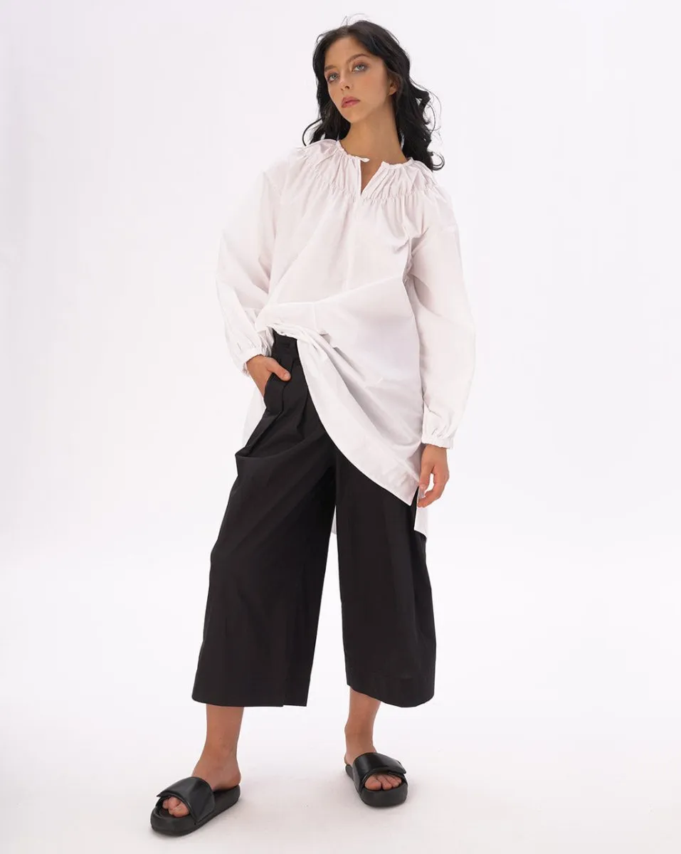 Pleated Cotton Palazzo Pants