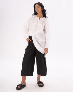 Pleated Cotton Palazzo Pants