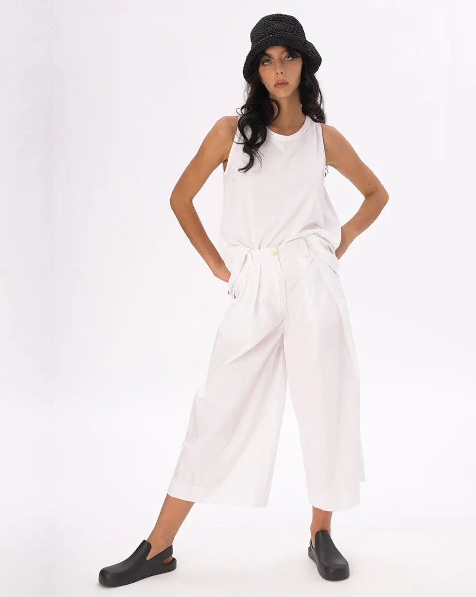 Pleated Cotton Palazzo Pants