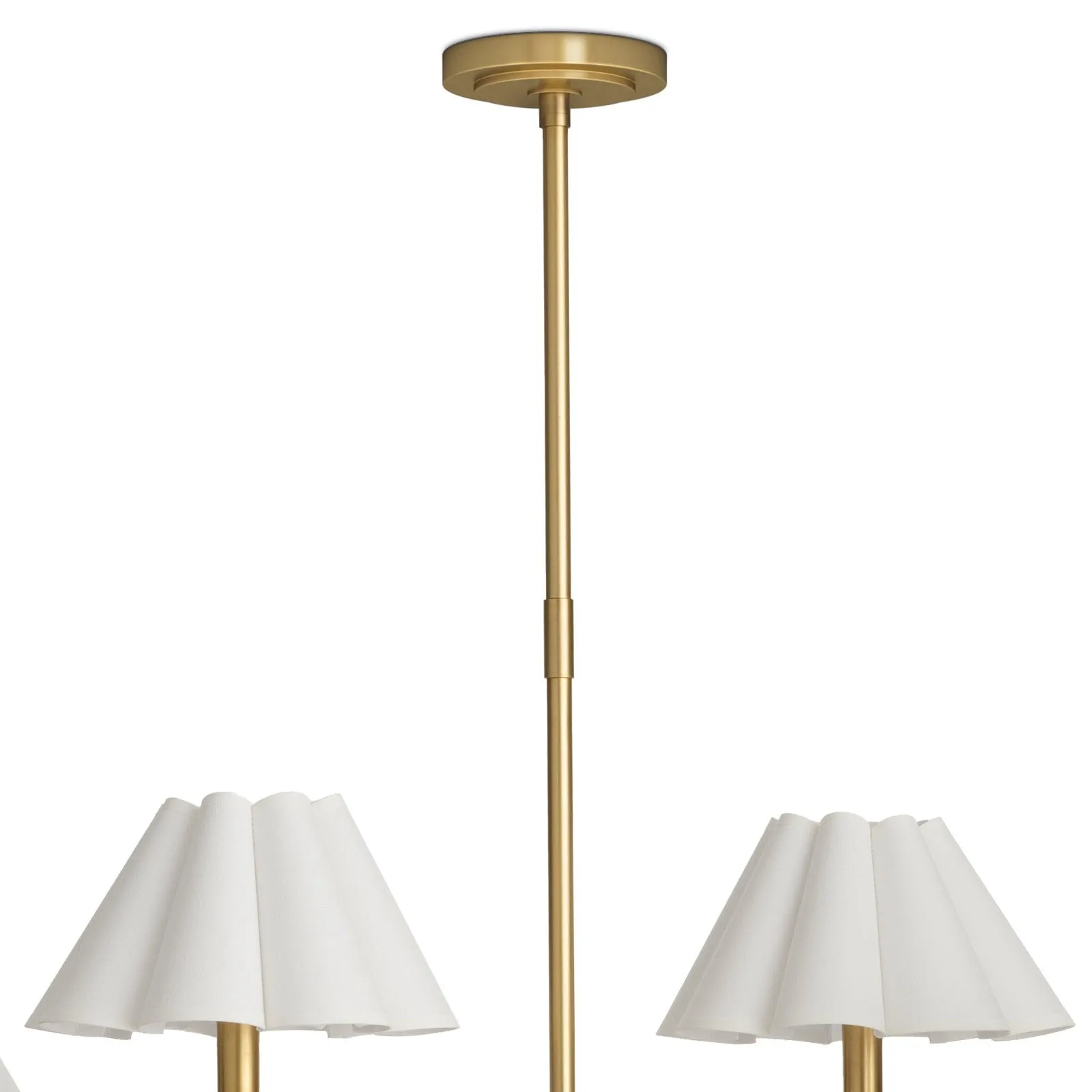 Polly Metal Chandelier (Natural Brass with White Scalloped Shade)