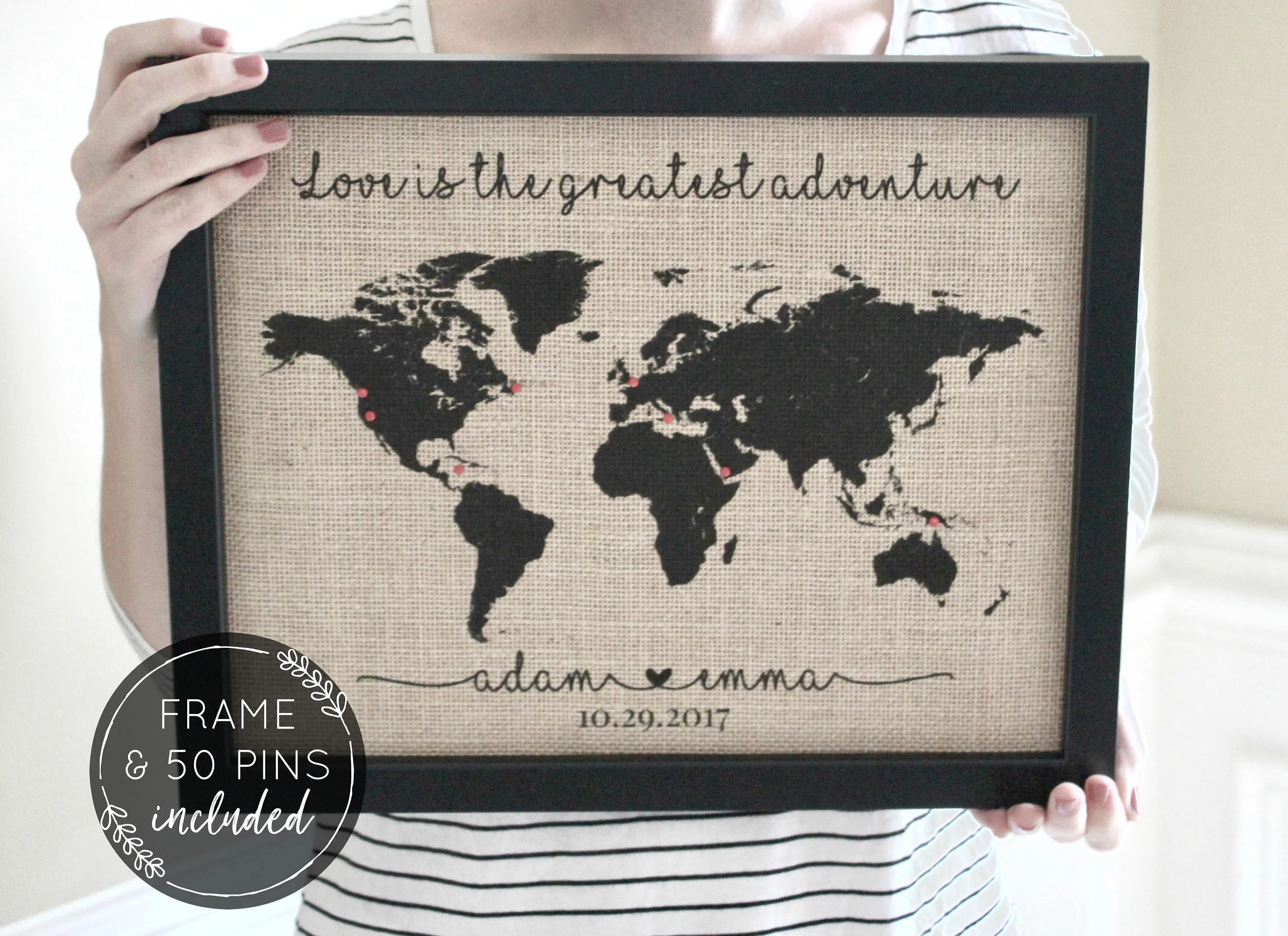 Push Pin Travel Map - Love Is the Greatest Adventure