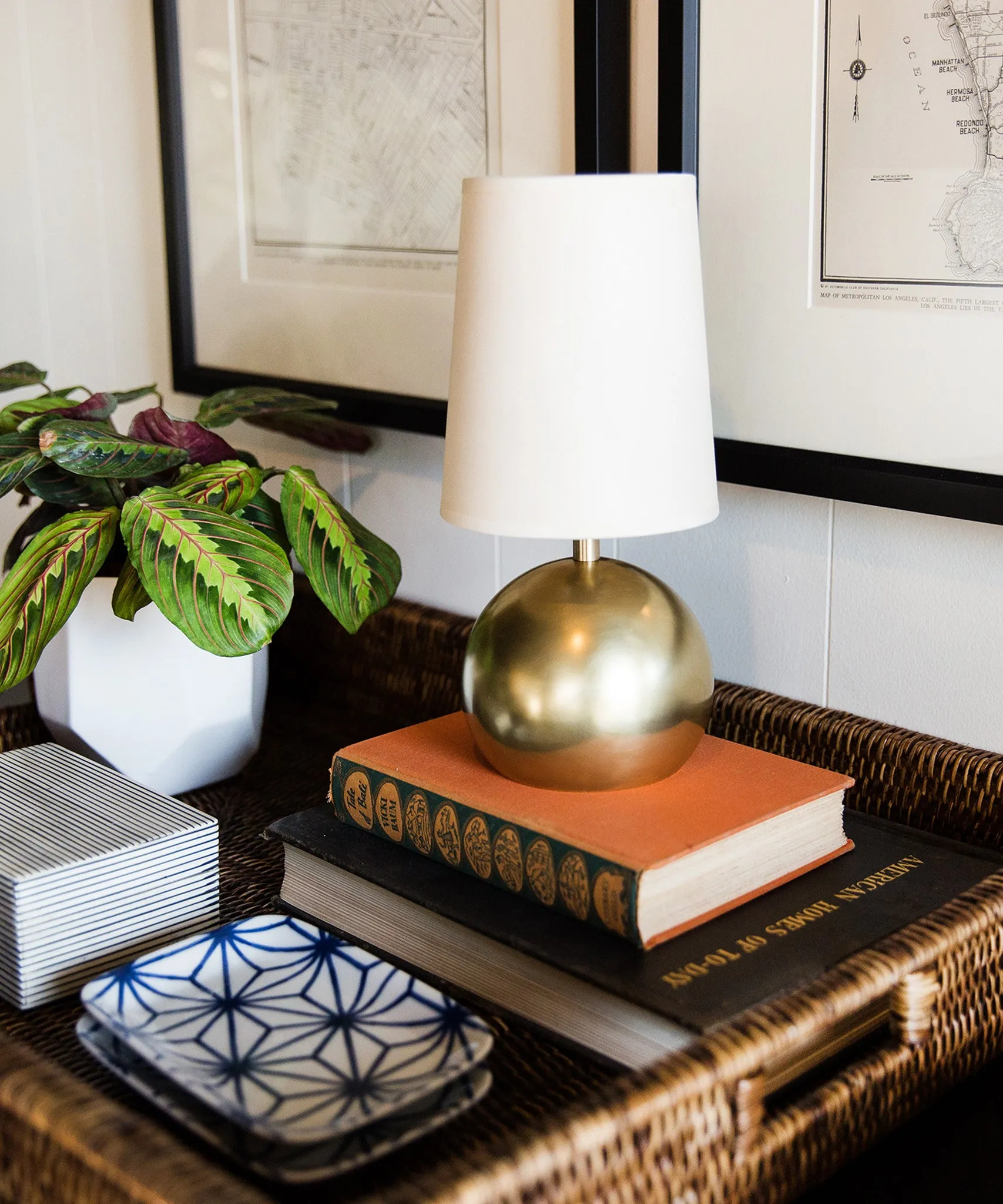 Quincy Round Accent Lamp with Linen Shade, Bronze
