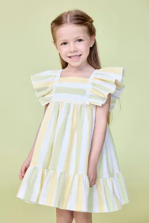 "Callista" Lemon & Lime Striped Dress
