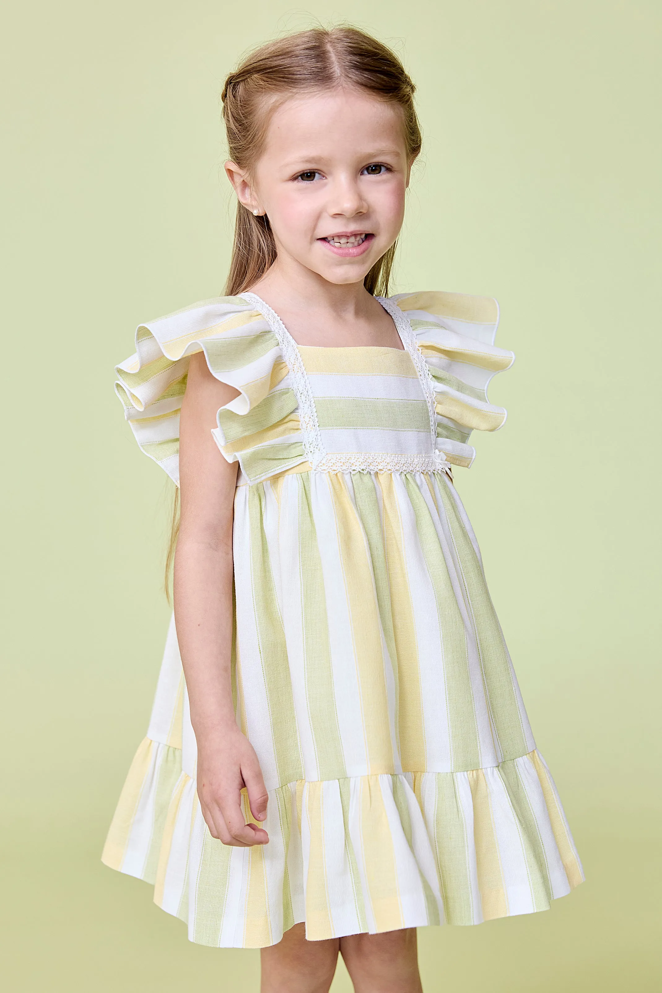 "Callista" Lemon & Lime Striped Dress