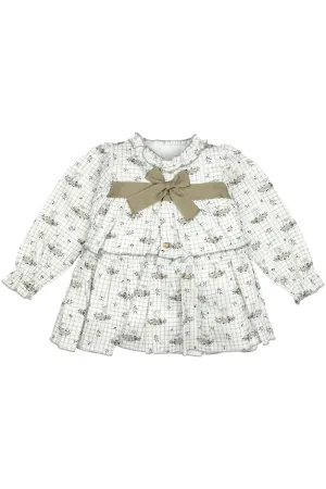 "Faith" Soft Khaki Bunny Print Dress & Bloomers