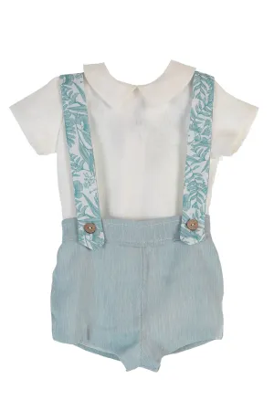 "Frankie" Shirt, Teal Shorts & Floral Braces