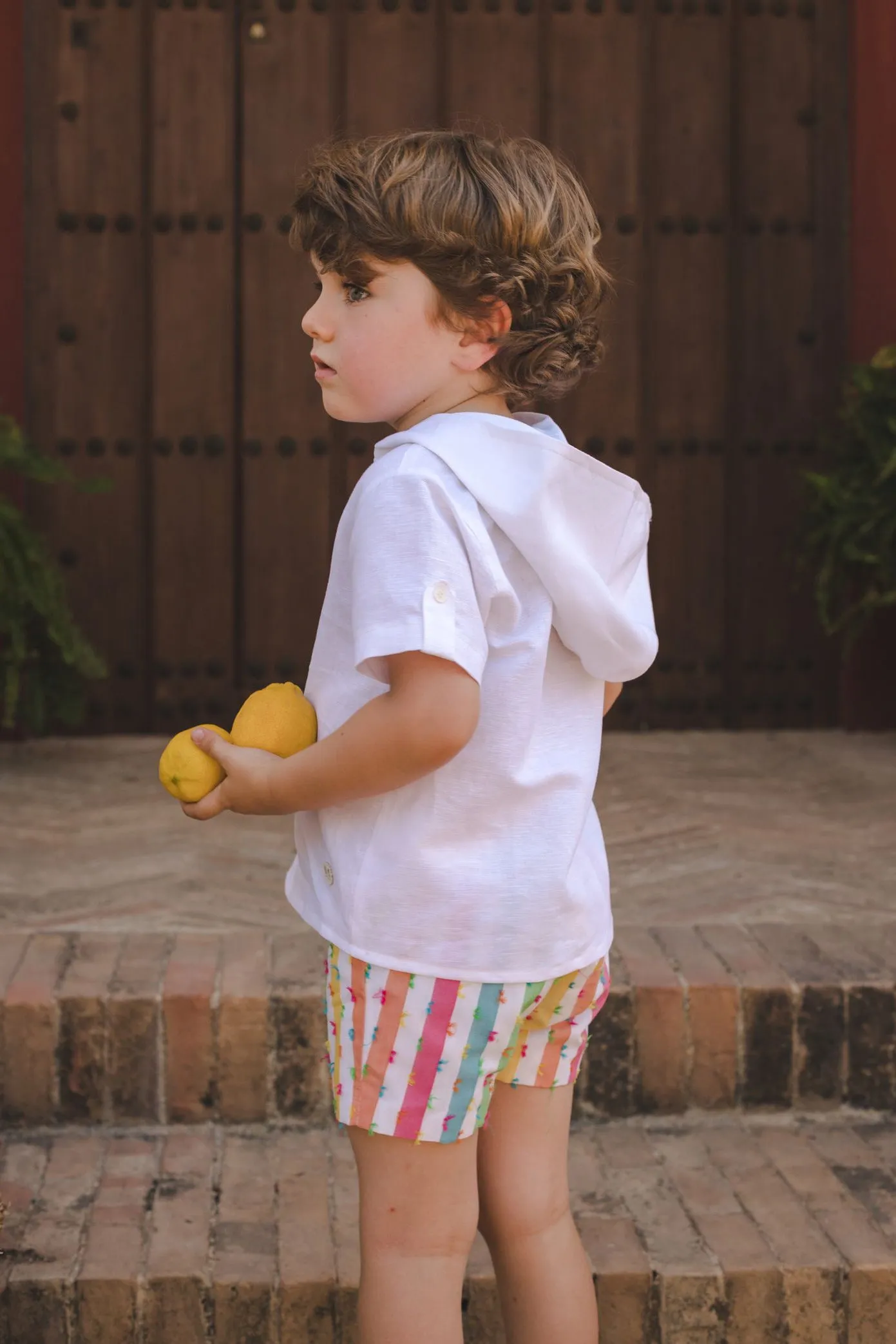 "Hartley" Hoodie & Multicoloured Striped Shorts