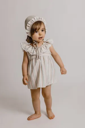 "Tillie" Pastel Striped Dress & Bloomers