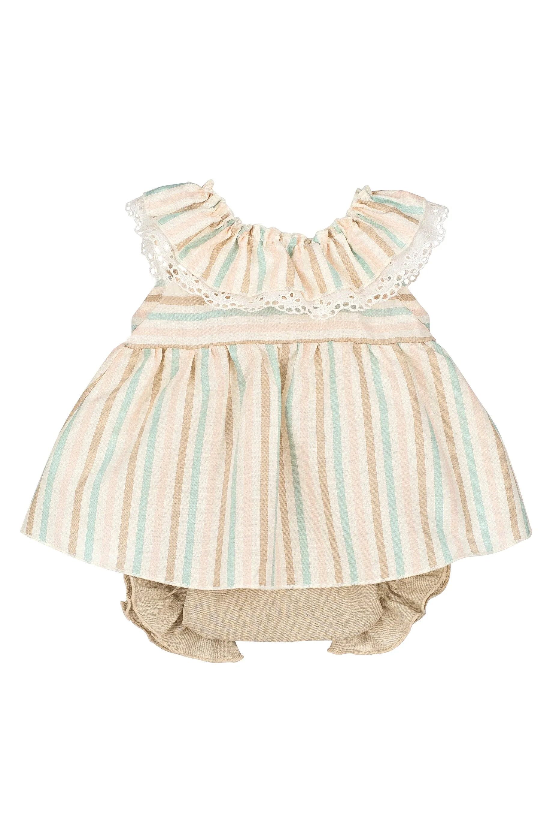 "Tillie" Pastel Striped Dress & Bloomers