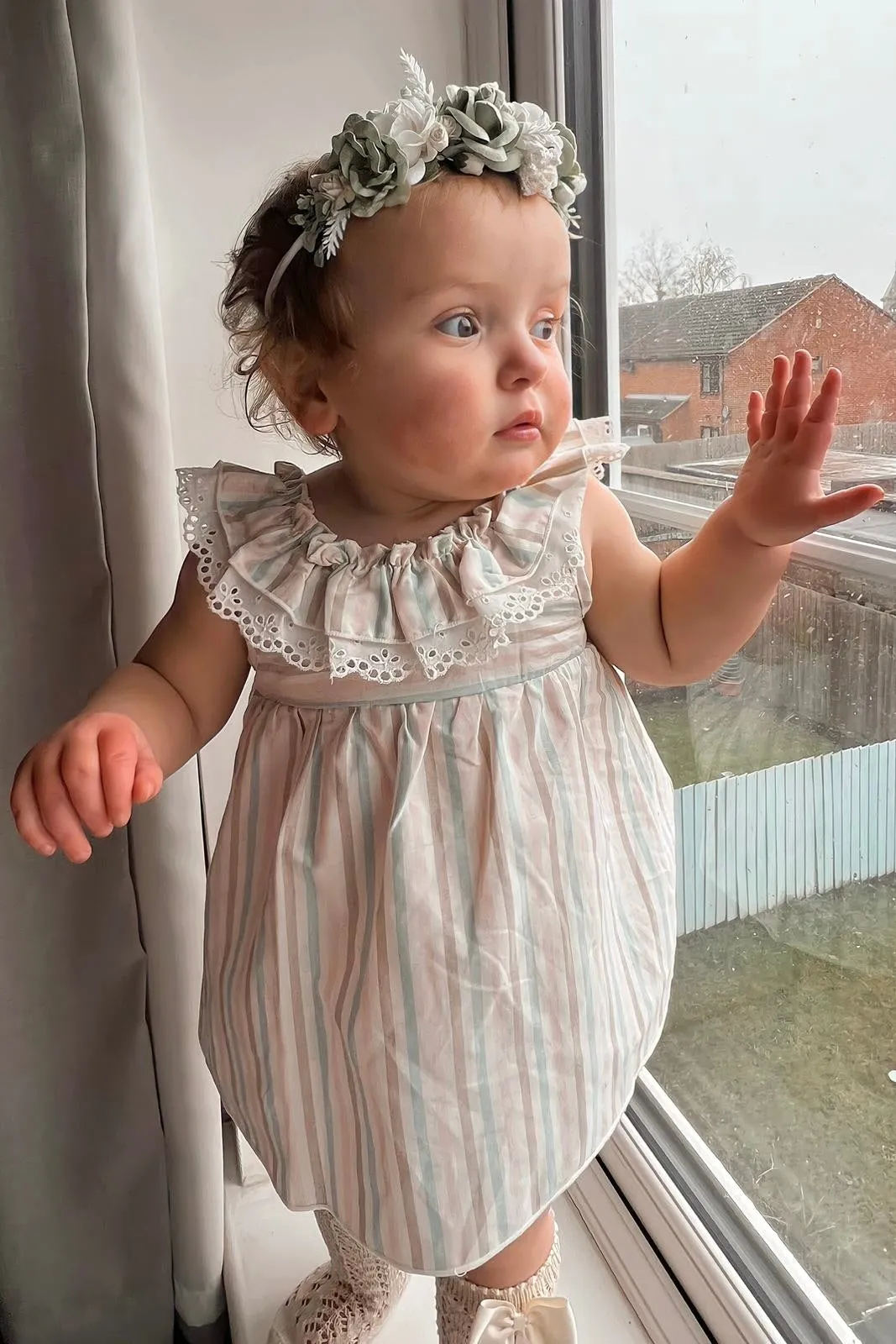 "Tillie" Pastel Striped Dress & Bloomers