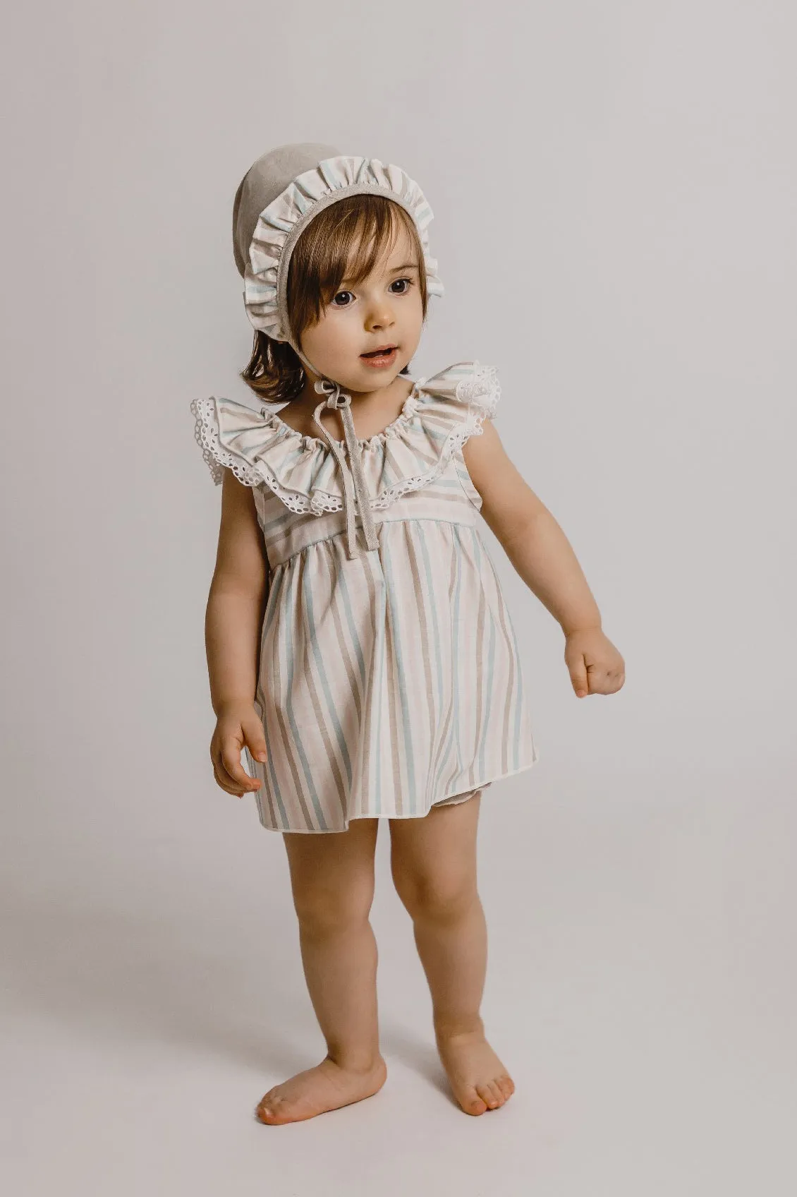 "Tillie" Pastel Striped Dress & Bloomers