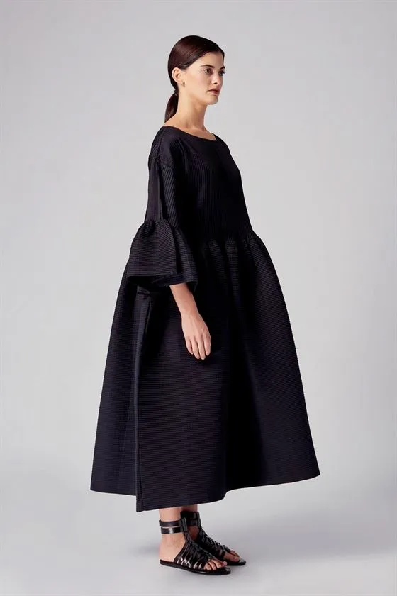 Rajesh Pratap Singh   I   Hamira peplum pleated dress   Black  4FL-110   Women classic collection