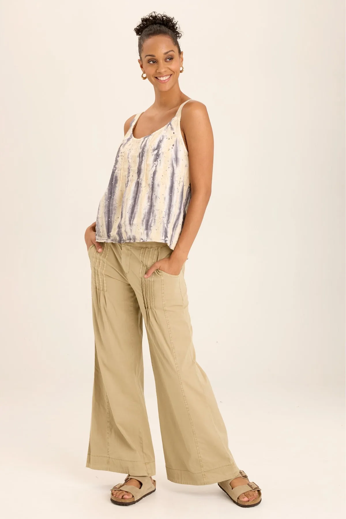 Rebecca Stretch Poplin Pleated Pant