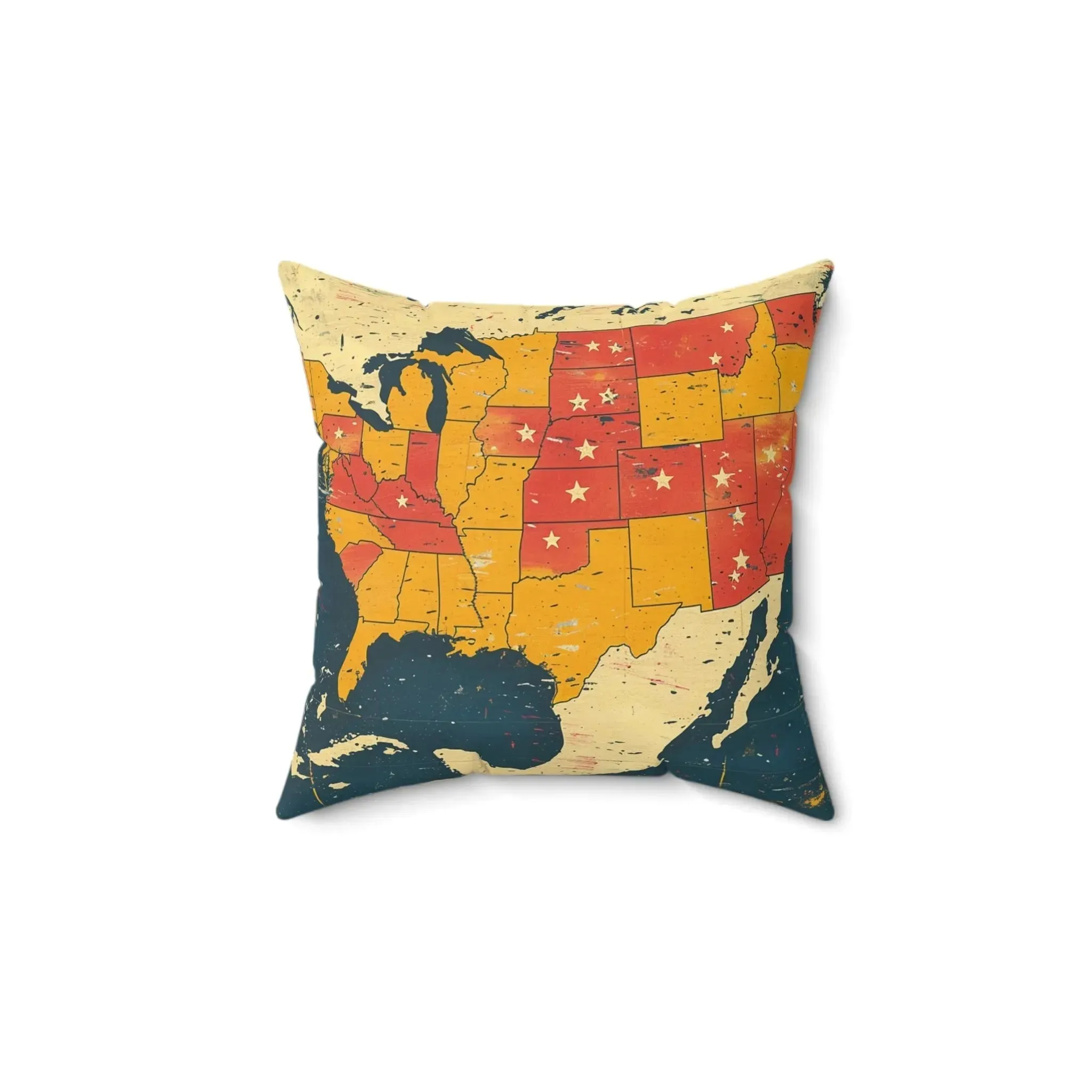 Retro Map Nostalgia Square Pillow