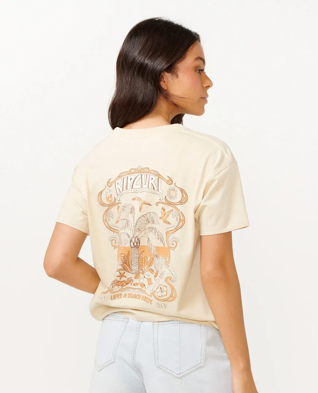 RIP CURL BEACH PARTY RELAXED TEE  - OFF WHITE