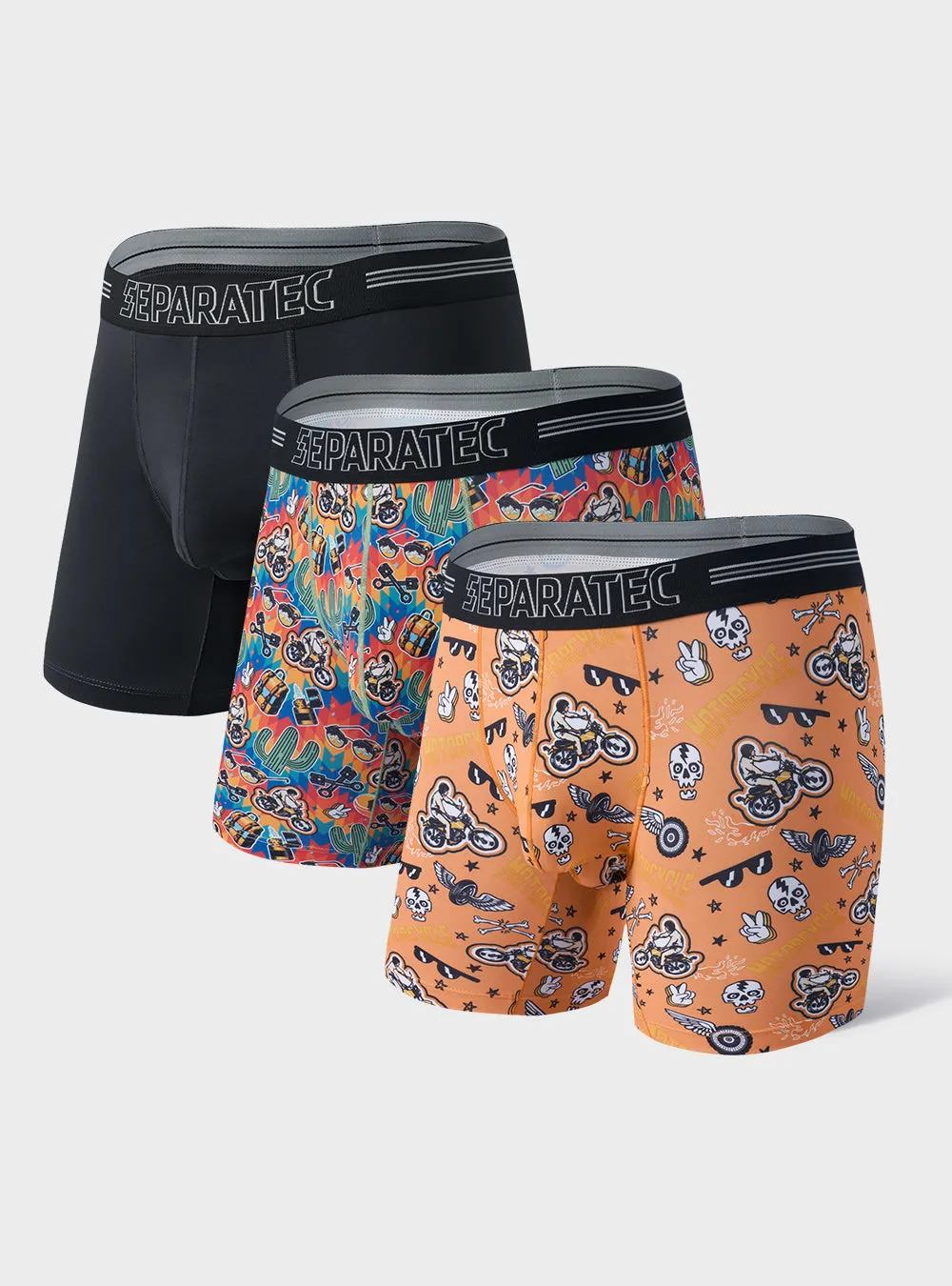 Route 66 Biker Print Compression Quick Dry Thick Waistband Boxer Briefs 3 Pack