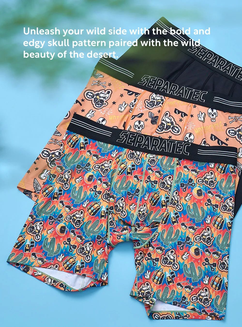 Route 66 Biker Print Compression Quick Dry Thick Waistband Boxer Briefs 3 Pack