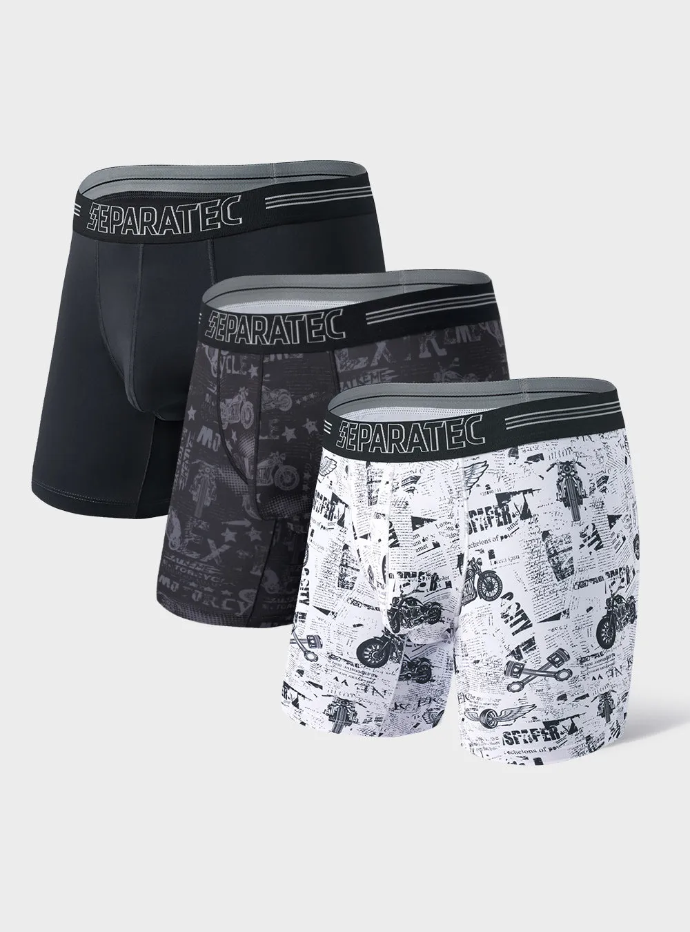 Route 66 Biker Print Compression Quick Dry Thick Waistband Boxer Briefs 3 Pack