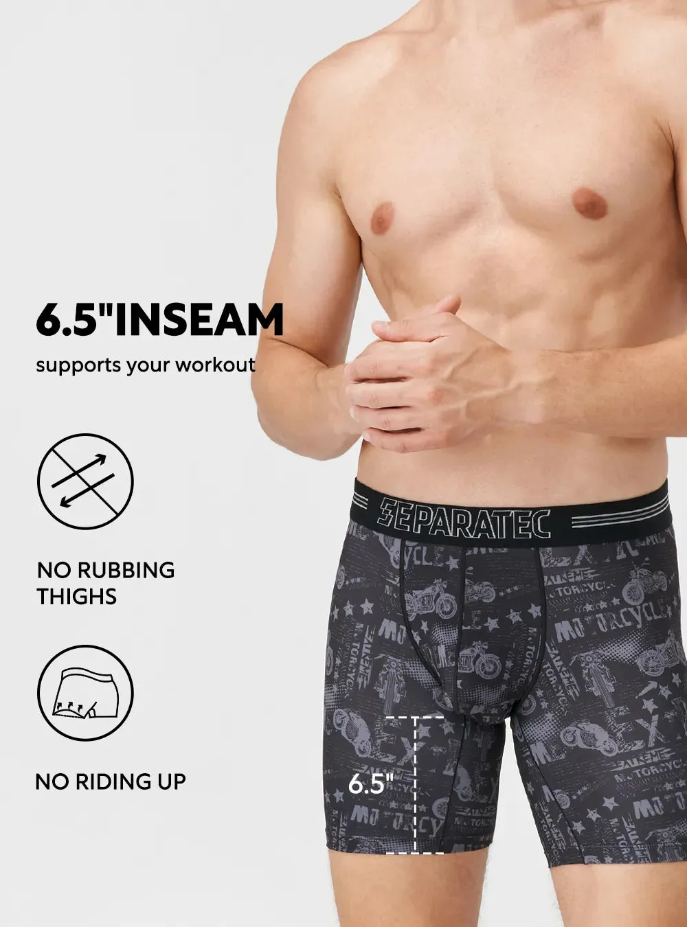 Route 66 Biker Print Compression Quick Dry Thick Waistband Boxer Briefs 3 Pack