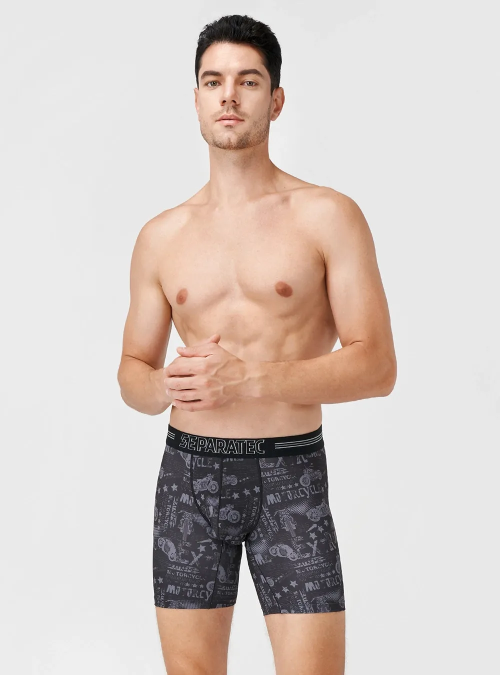 Route 66 Biker Print Compression Quick Dry Thick Waistband Boxer Briefs 3 Pack