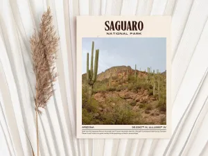 Saguaro National Park Vintage Wall Art, Arizona, USA