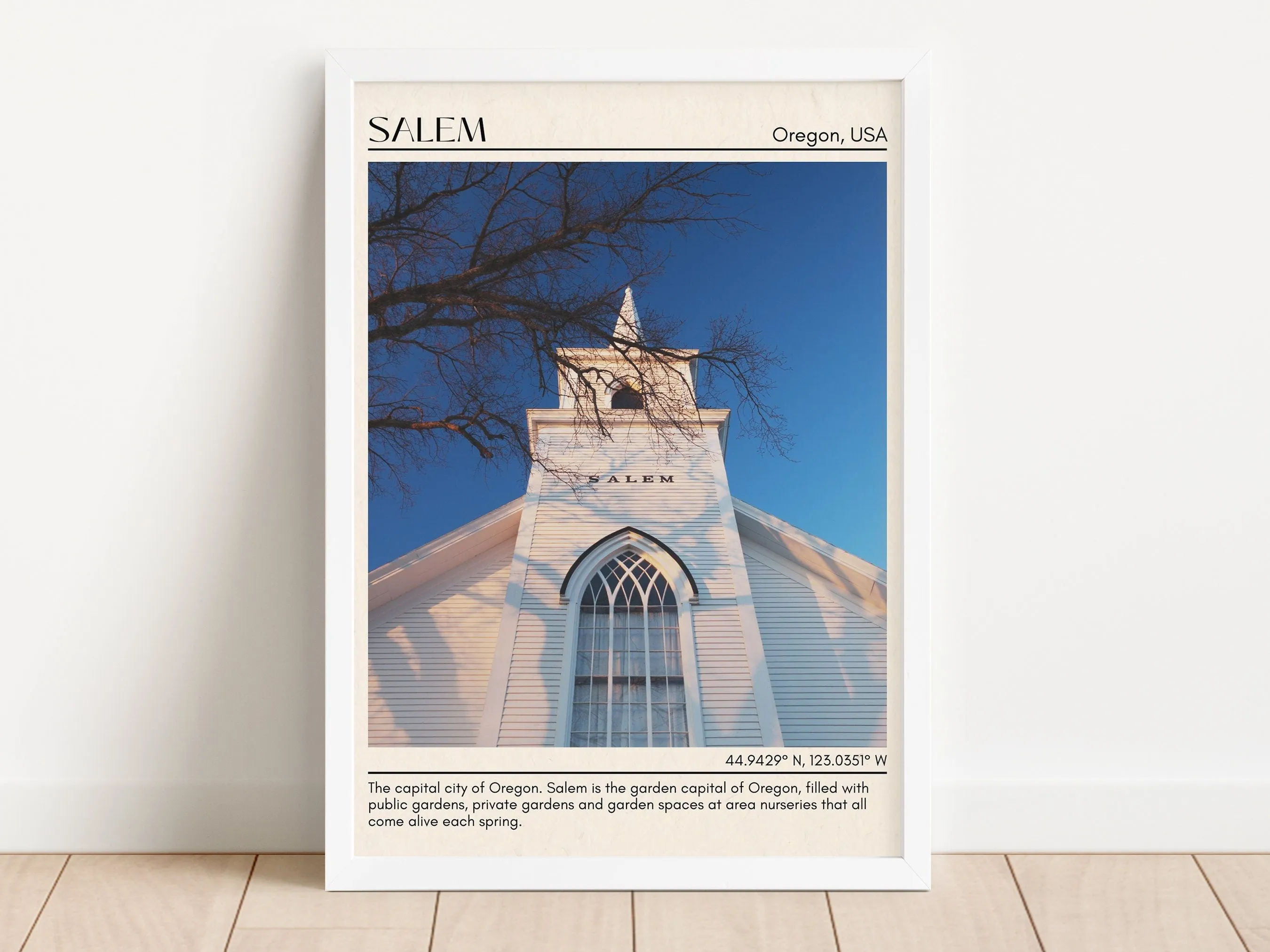 Salem Minimal Wall Art, Oregon, USA