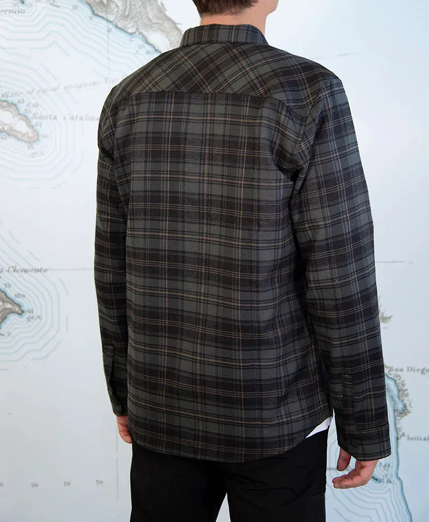 Salty Crew Boatyard Tech Flannel Evergreen