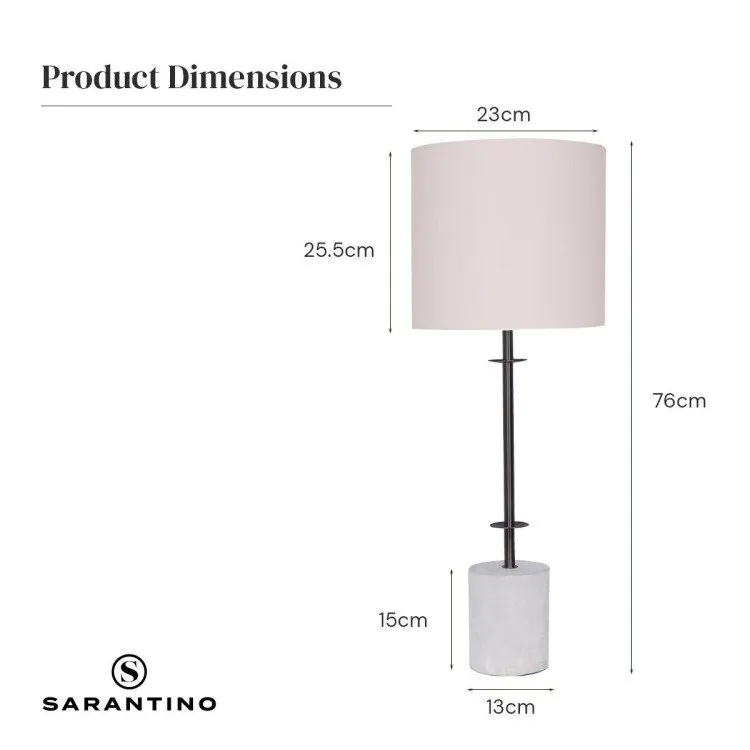 SARANTINO CONCRETE & METAL TABLE LAMP WITH OFF-WHITE LINEN SHADE