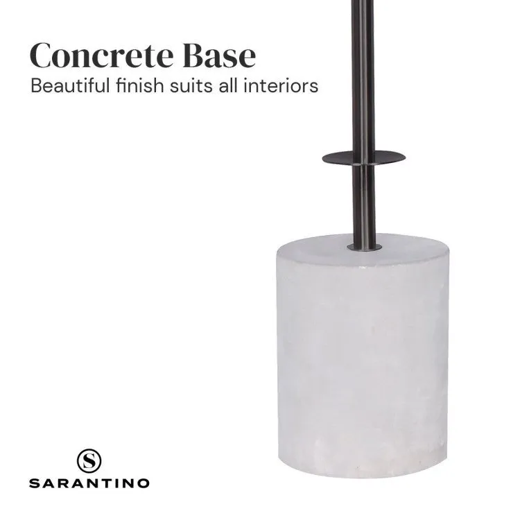 SARANTINO CONCRETE & METAL TABLE LAMP WITH OFF-WHITE LINEN SHADE