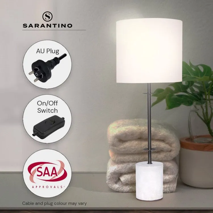 SARANTINO CONCRETE & METAL TABLE LAMP WITH OFF-WHITE LINEN SHADE
