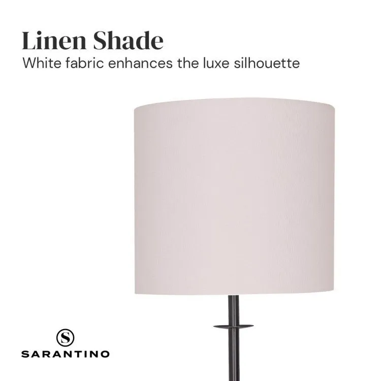 SARANTINO CONCRETE & METAL TABLE LAMP WITH OFF-WHITE LINEN SHADE