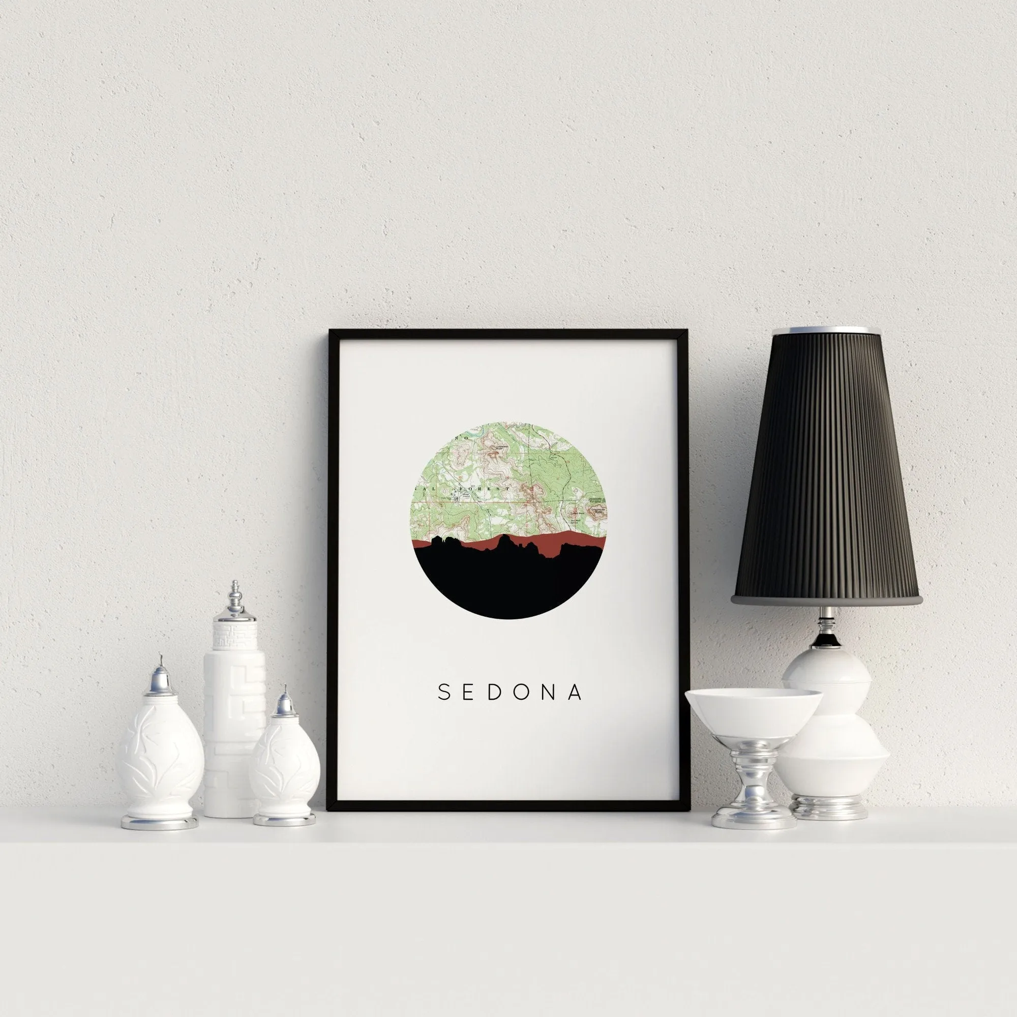 Sedona Arizona art print, mountain skyline art, southwestern decor, travel poster, travel art, Sedona art print, Arizona home decor