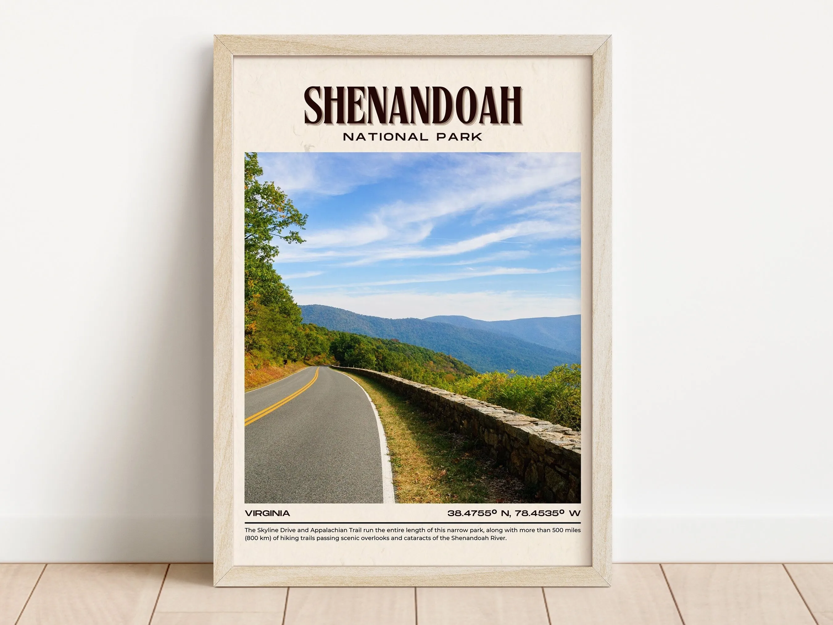 Shenandoah National Park Vintage Wall Art, Virginia, USA