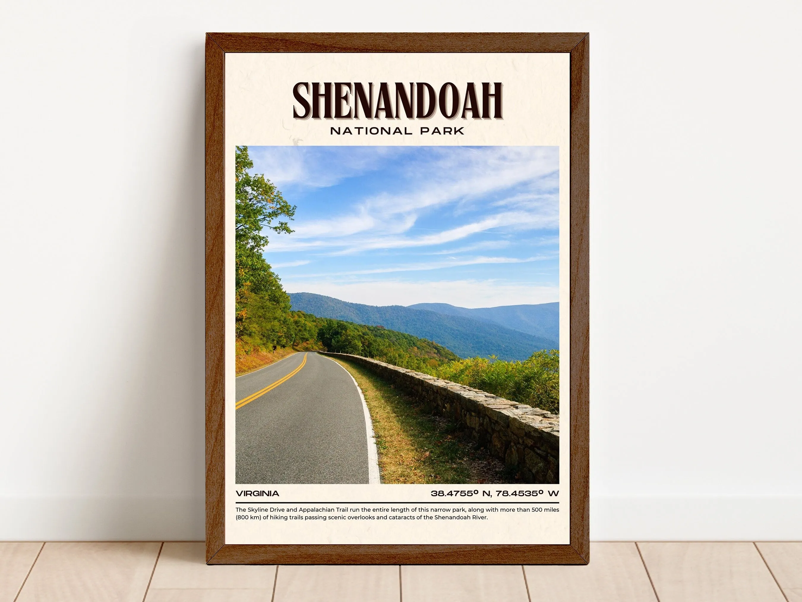 Shenandoah National Park Vintage Wall Art, Virginia, USA