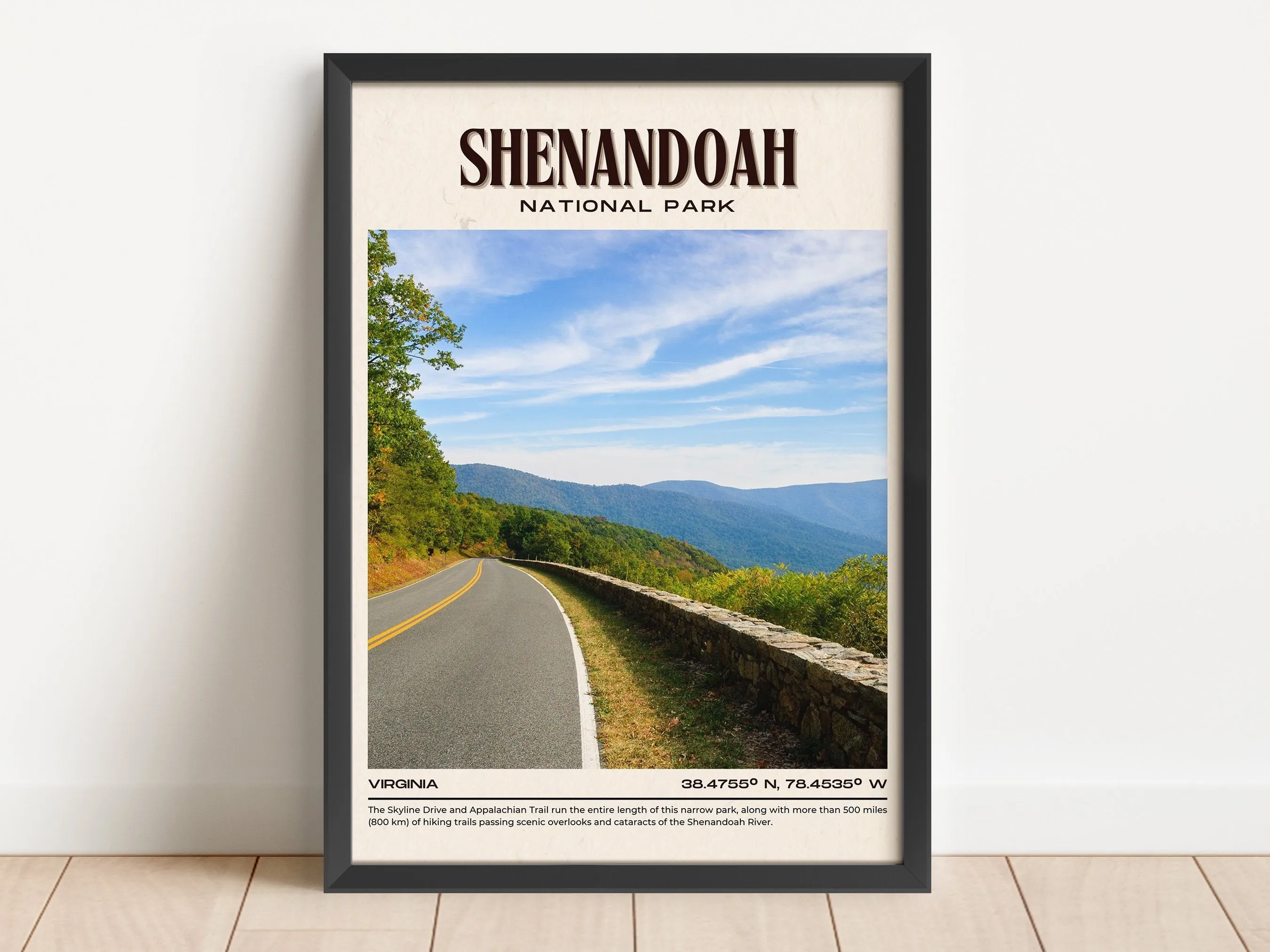 Shenandoah National Park Vintage Wall Art, Virginia, USA