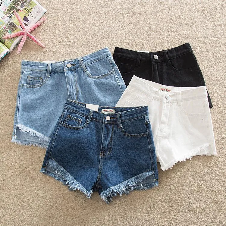 Shredded Hem Denim Shorts