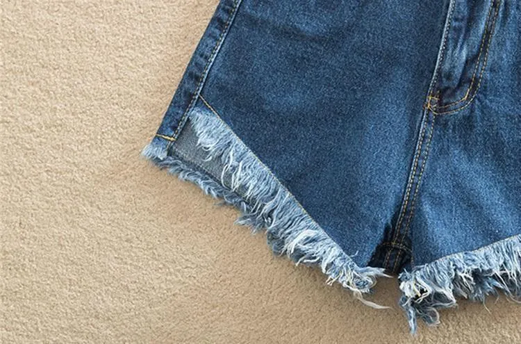 Shredded Hem Denim Shorts