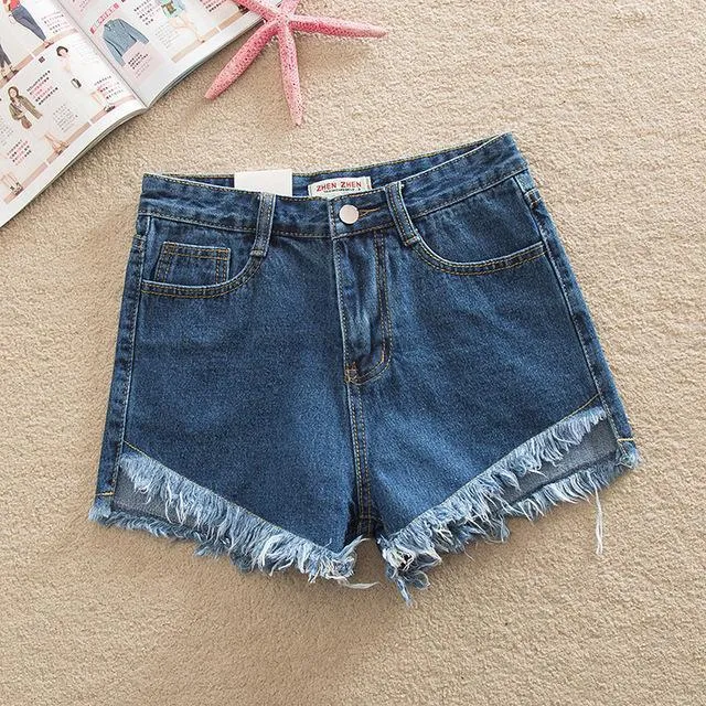 Shredded Hem Denim Shorts
